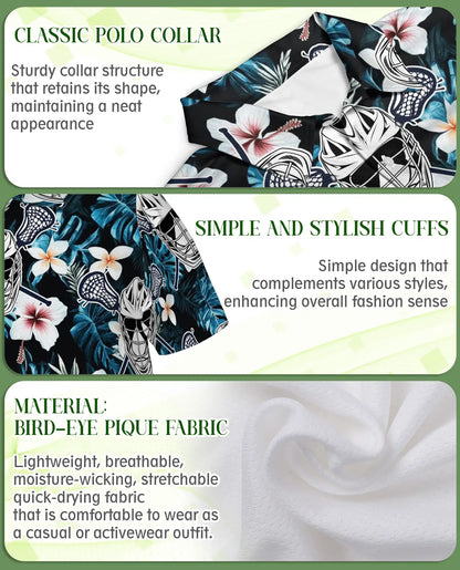 Tropical Lacrosse 3D Polo Shirt for Men, Floral Island Sports Style | Azhawaiian