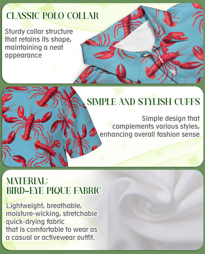 Lobster 3D Polo Shirt for Men, Seafood Ocean Summer Style | Azhawaiian