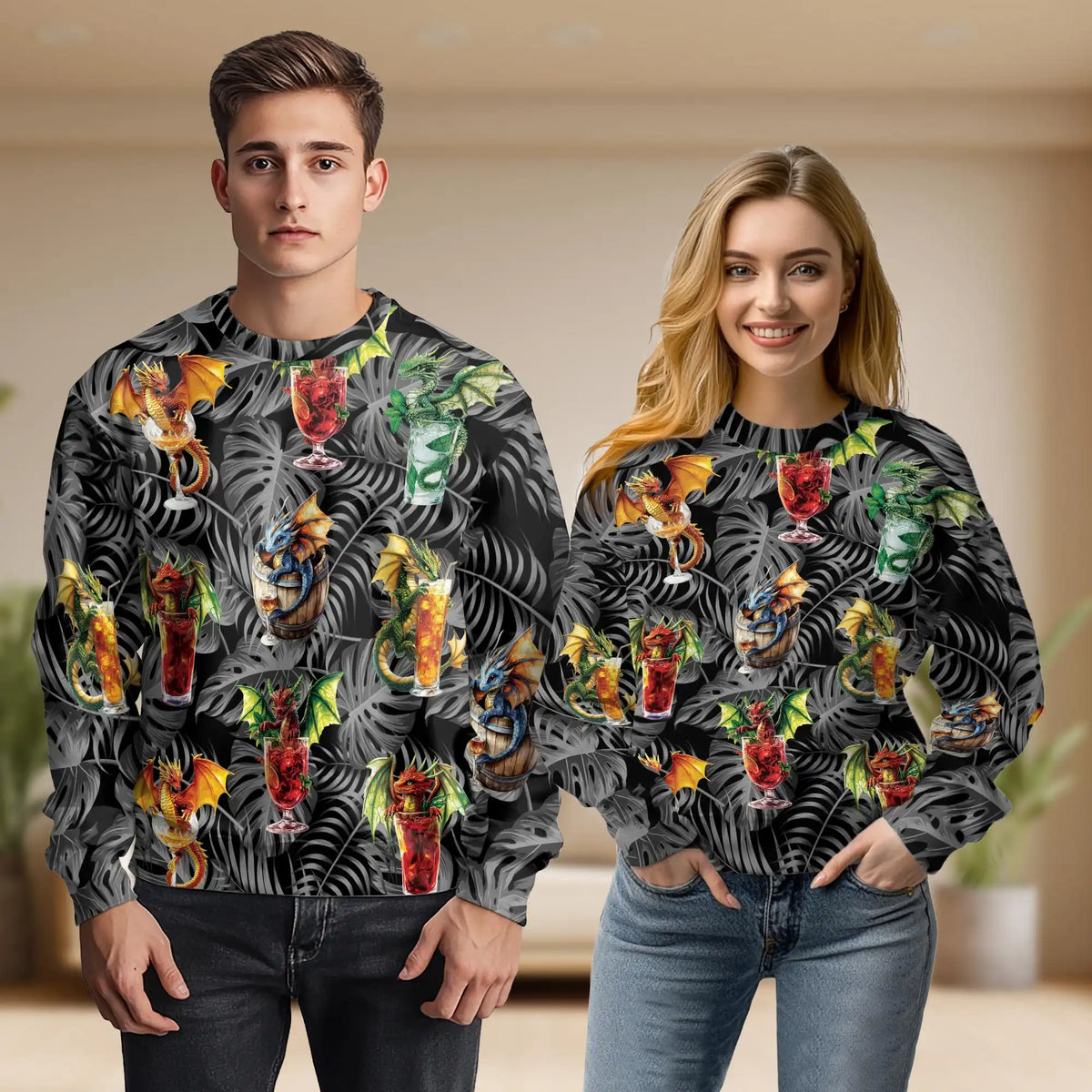 Dragon Cocktail Sweatshirt – Tropical 3D All Over Print Design