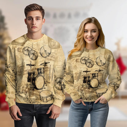Drum Sweatshirt – Colorful Graphic 3D All Over Print Design