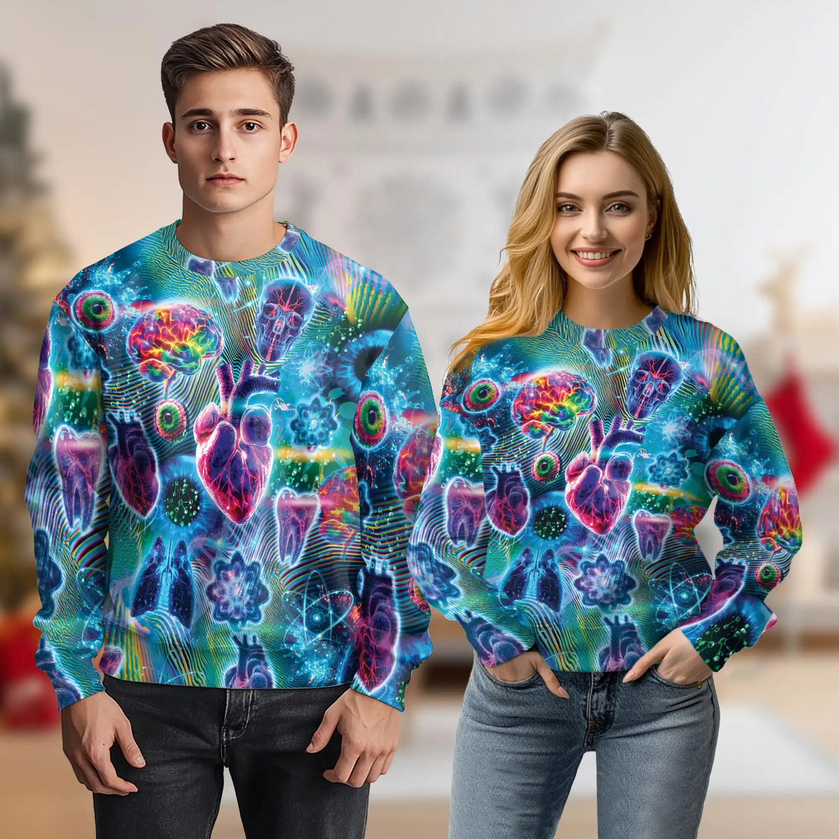 Biology Neon Sweatshirt – Colorful Graphic 3D All Over Print Design