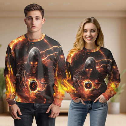 Grim Reaper Fire Sweatshirt – Colorful Graphic 3D All Over Print Design
