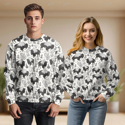 Bison Pattern Sweatshirt – Colorful Graphic 3D All Over Print Design
