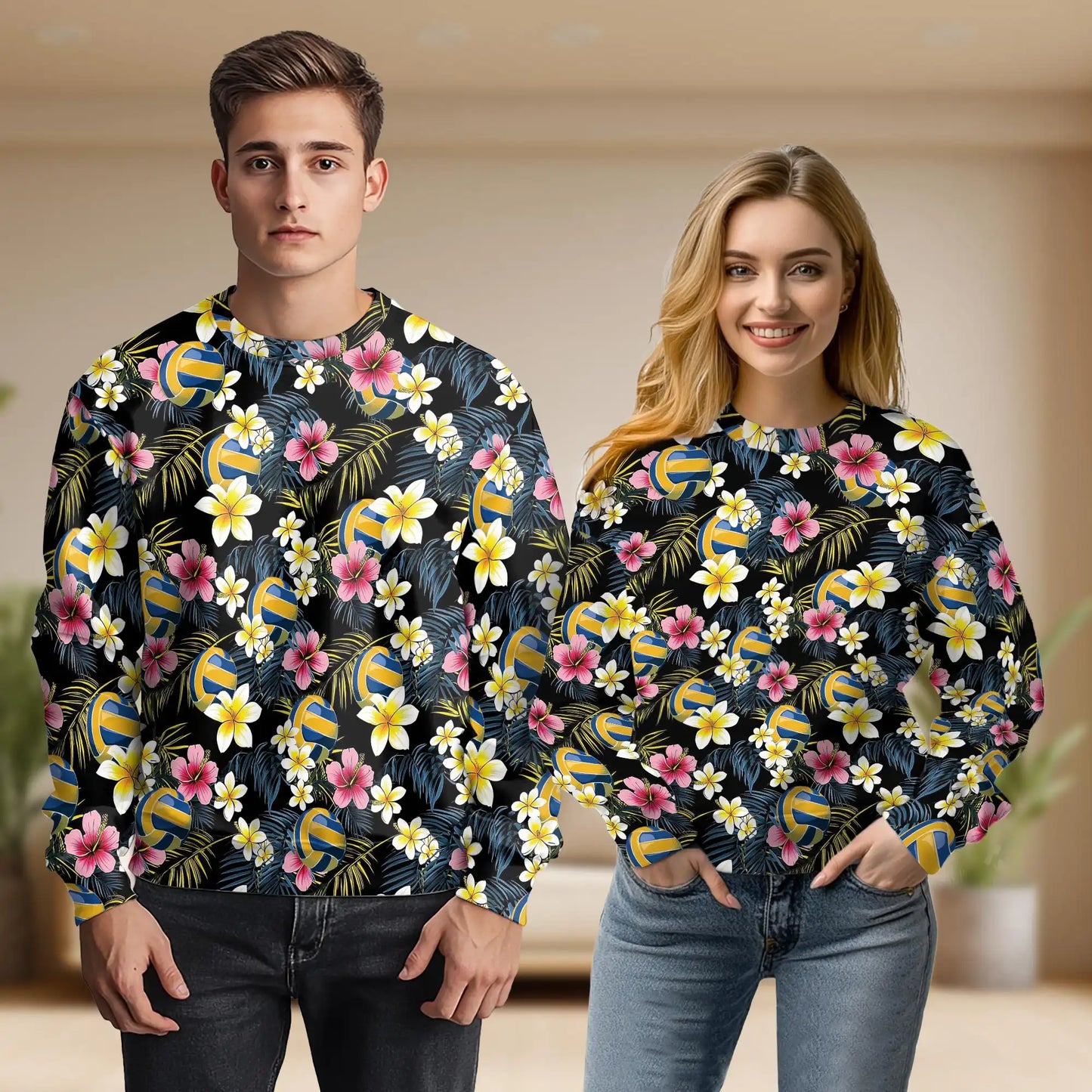 Volleyball Flower Sweatshirt – Colorful Graphic 3D All Over Print Design