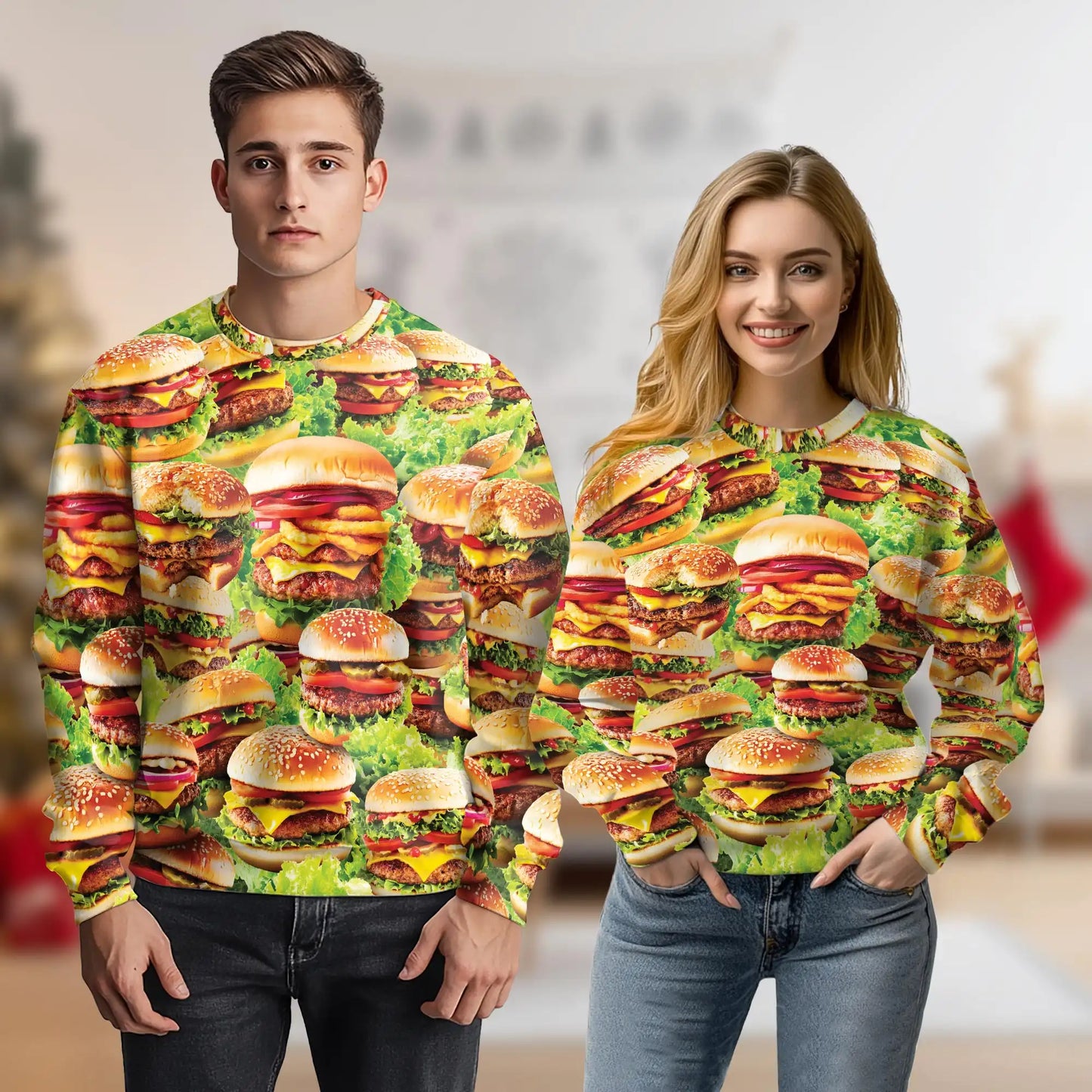 Delicious Hamburger Sweatshirt – Colorful Graphic 3D All Over Print Design