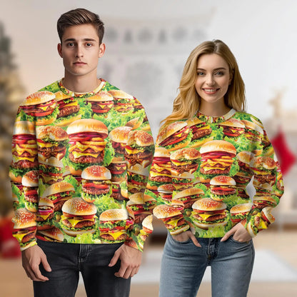 Delicious Hamburger Sweatshirt – Colorful Graphic 3D All Over Print Design