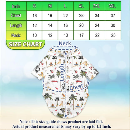Cute Golden Retriever Beach Print Matching Dog Owner Hawaiian Shirts, Funny Pet Aloha Shirt for Beach Vacation - Azhawaiian