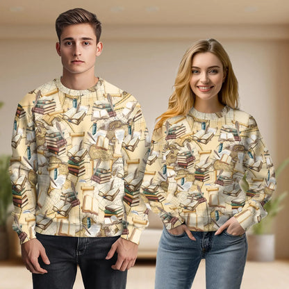 Vintage Book Sweatshirt – Vintage 3D All Over Print Design