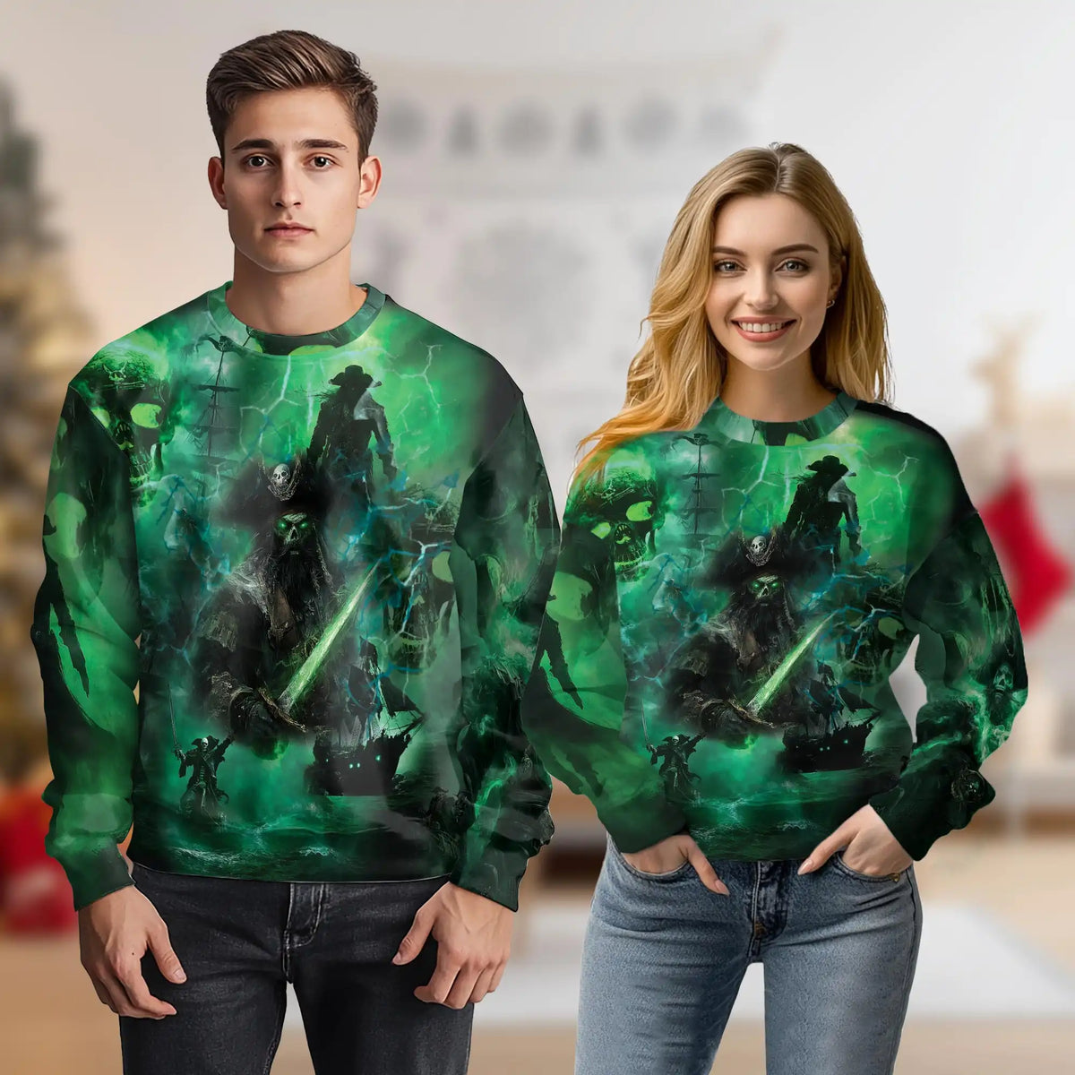 Ghost Pirate Sweatshirt – Colorful Graphic 3D All Over Print Design