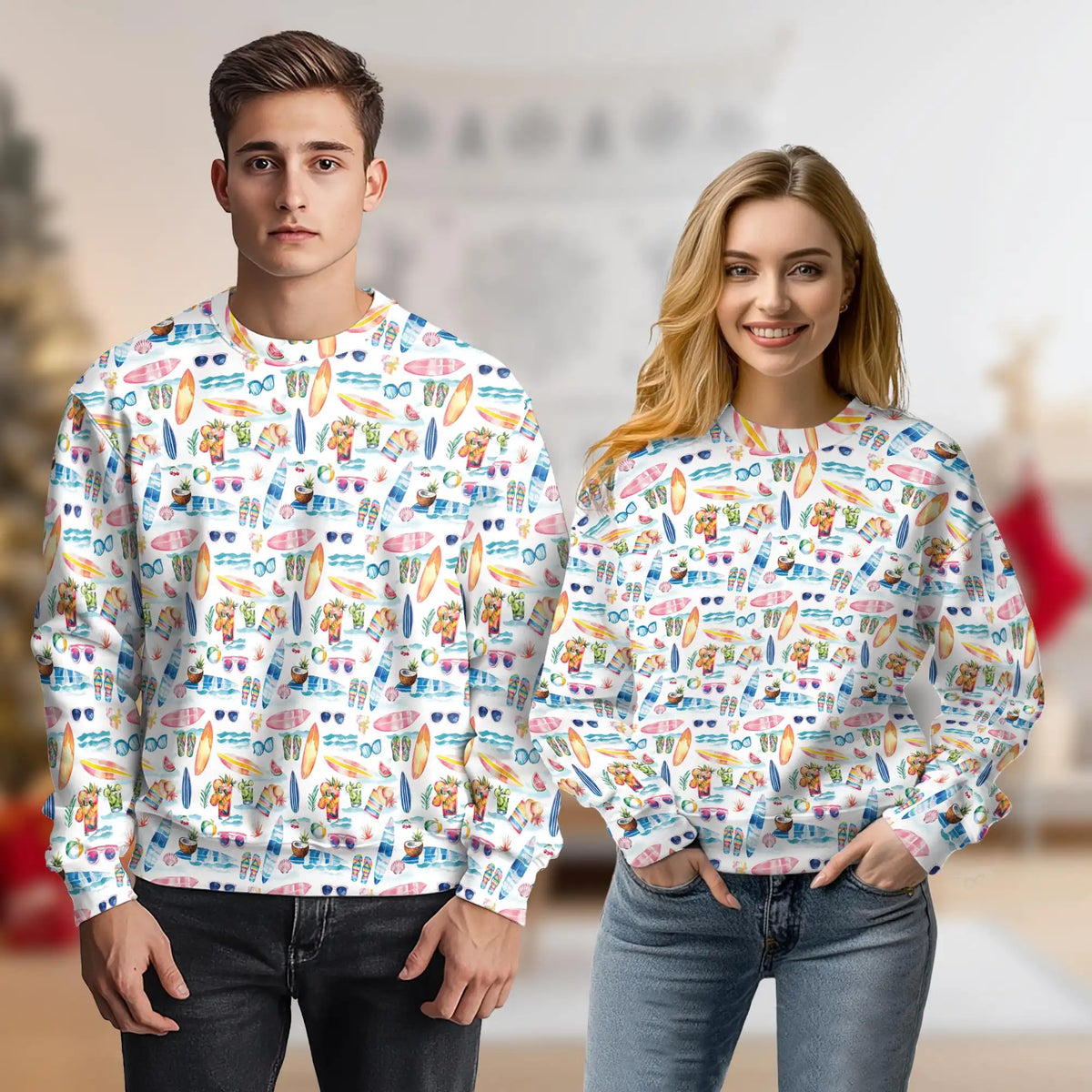 Surf Beach Sweatshirt – Tropical 3D All Over Print Design