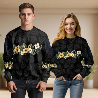 Floral Black Sweatshirt – Colorful Graphic 3D All Over Print Design