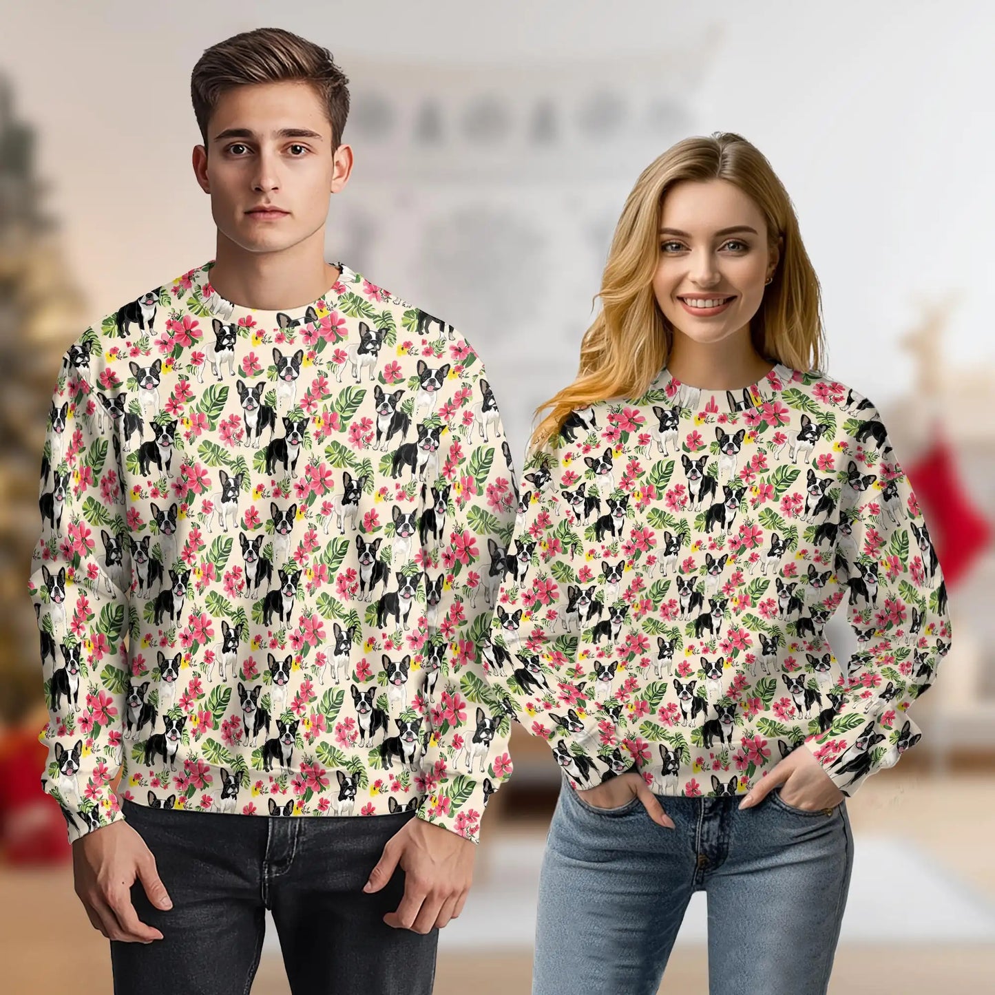 Boston Terrier Sweatshirt – Colorful Graphic 3D All Over Print Design