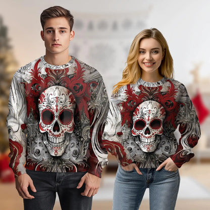 Floral Sugar Skull Sweatshirt – Colorful Graphic 3D All Over Print Design