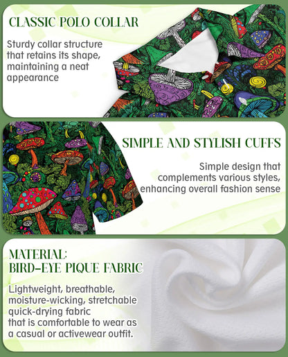 Psychedelic Mushroom 3D Polo Shirt for Men | Azhawaiian