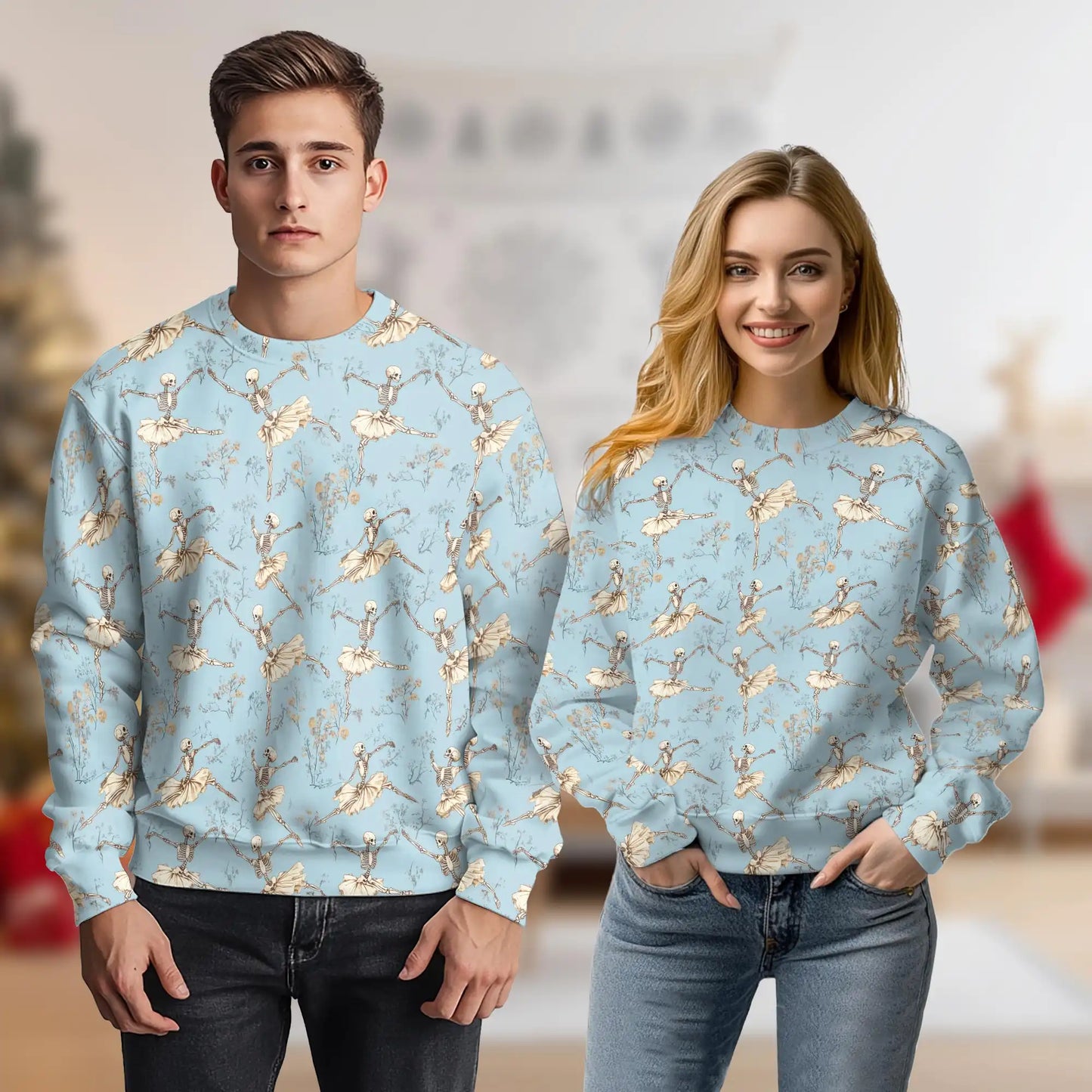 Dancing Skeleton Sweatshirt – Colorful Graphic 3D All Over Print Design