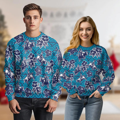 Bull Riding Blue Pattern Sweatshirt – Colorful Graphic 3D All Over Print Design