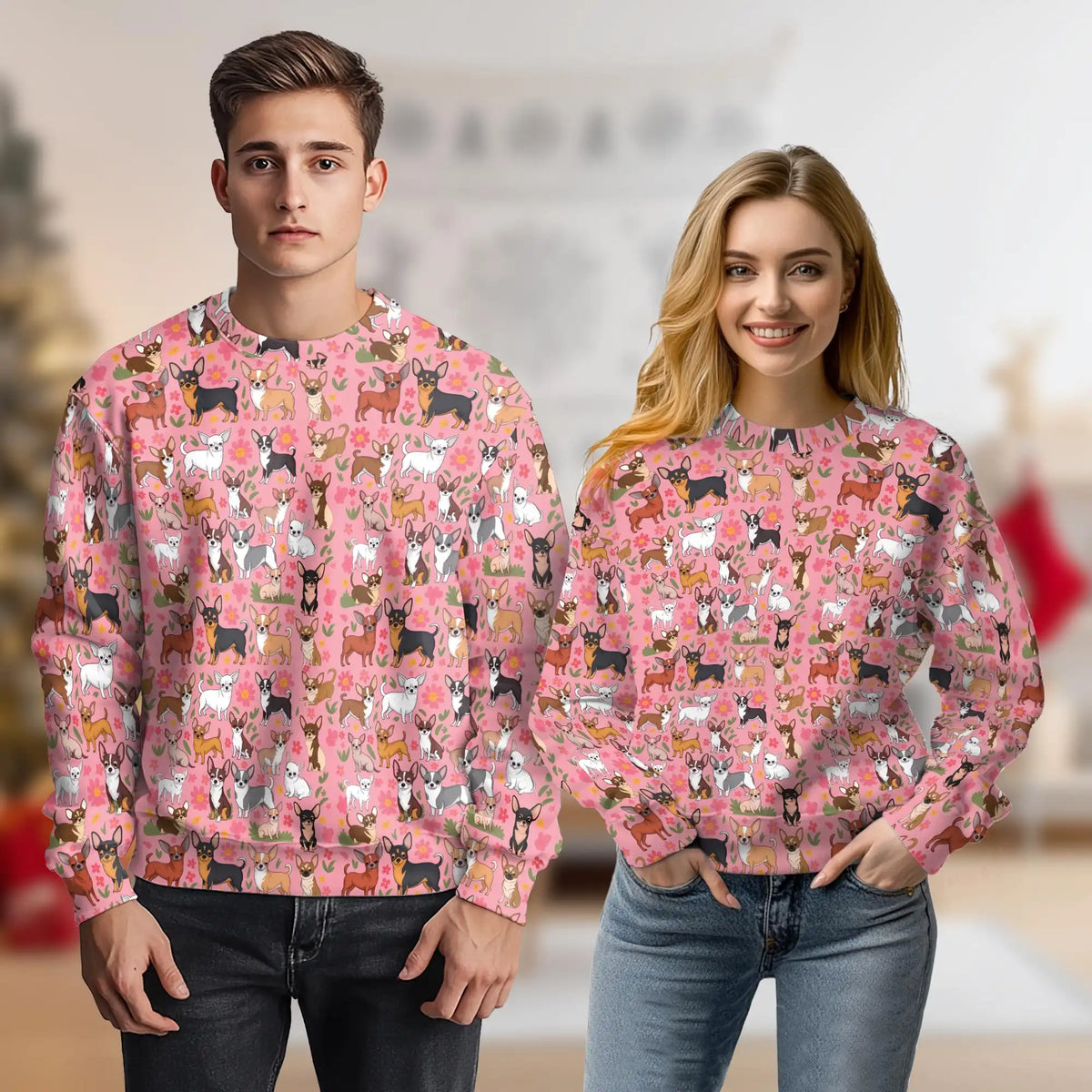 Floral Chihuahua Sweatshirt – Colorful Graphic 3D All Over Print Design