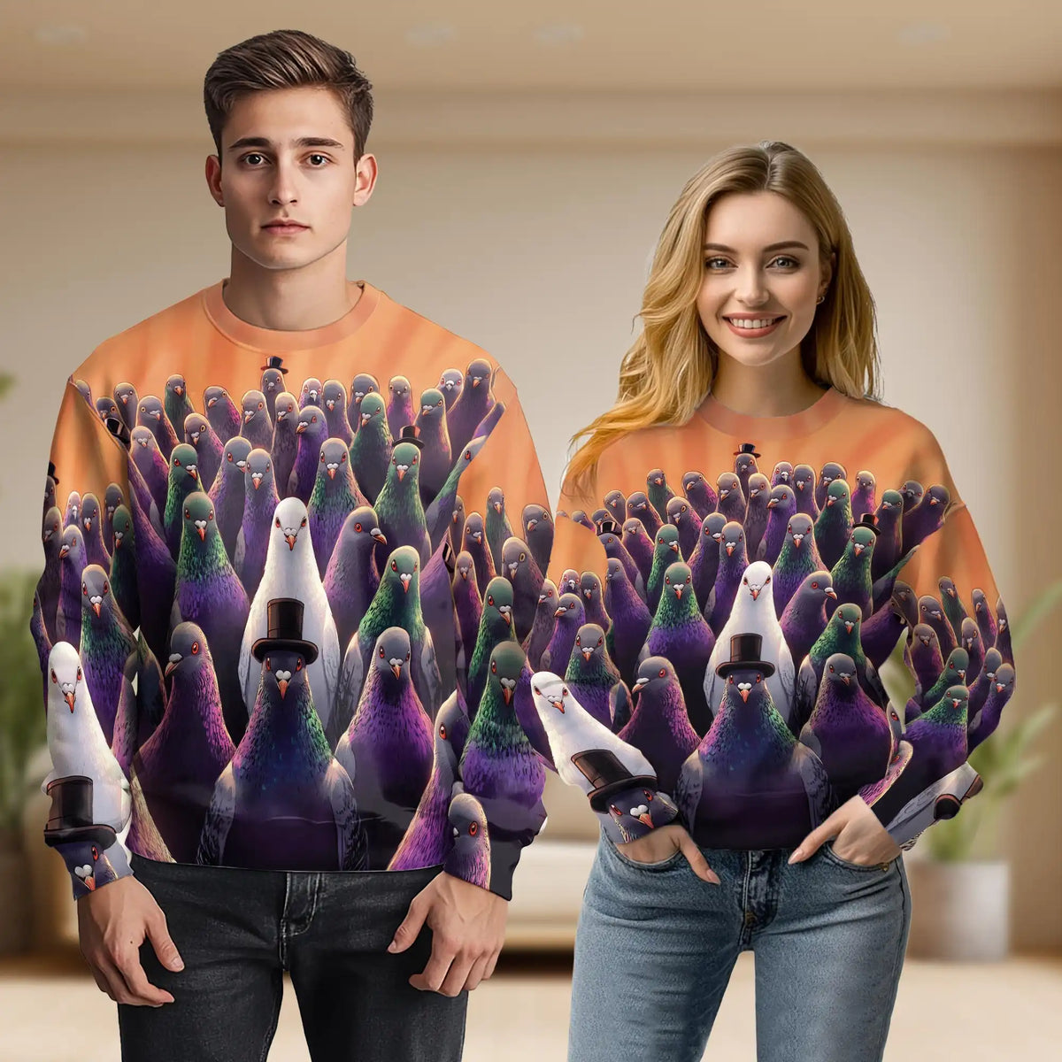 Pigeon Hunting Sweatshirt – Colorful Graphic 3D All Over Print Design