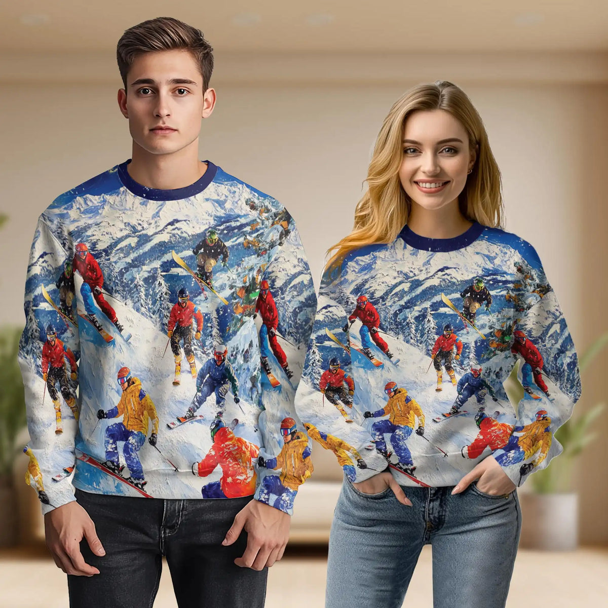 Vintage Skiing Sweatshirt – Vintage 3D All Over Print Design