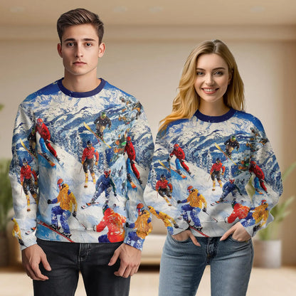Vintage Skiing Sweatshirt – Vintage 3D All Over Print Design