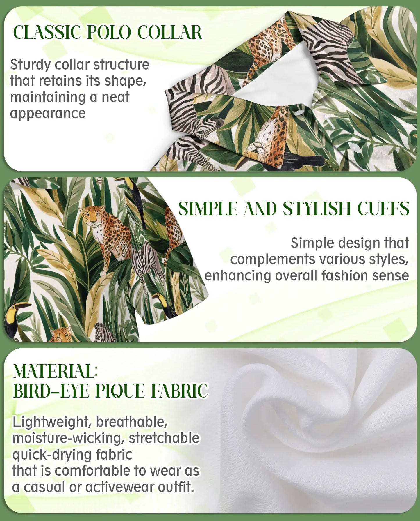 Safari Animal Tropical Hawaiian Polo Shirt | Azhawaiian