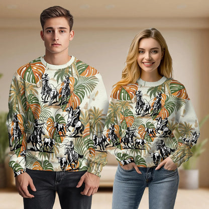 Roping Colorful Leaves Sweatshirt – Colorful Graphic 3D All Over Print Design