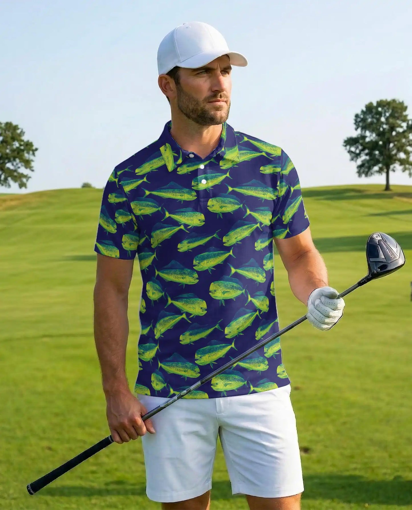 Mahi Mahi Polo Shirt for Men, Offshore Fishing Style | Azhawaiian