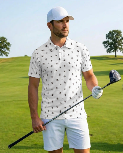 Bee Polo Shirt - Minimalist Honey Bee Pattern Nature Style | Azhawaiian