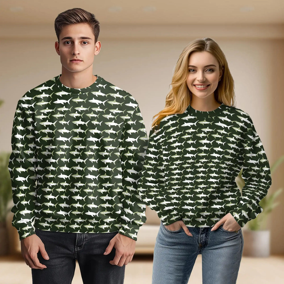 Retro Shark Sweatshirt – Vintage 3D All Over Print Design