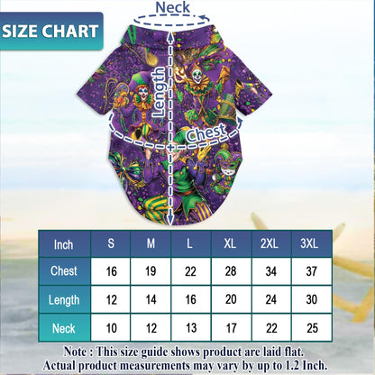 Mardi Gras Clown Beach Matching Dog Owner Hawaiian Shirts, Funny Pet Aloha Shirt for Beach Vacation - Azhawaiian