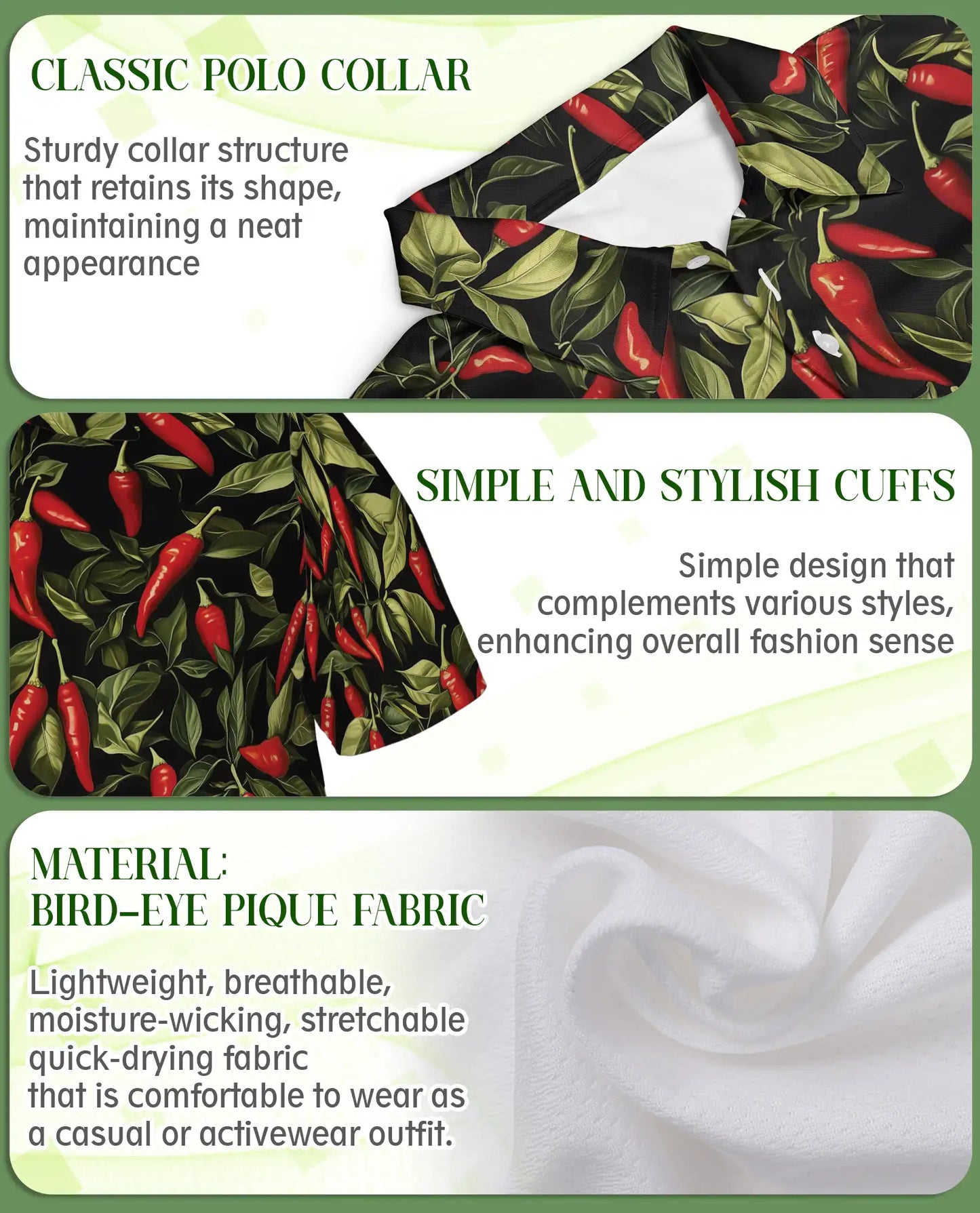 Chili Pepper Polo Shirt, Spicy Tropical Style | Azhawaiian
