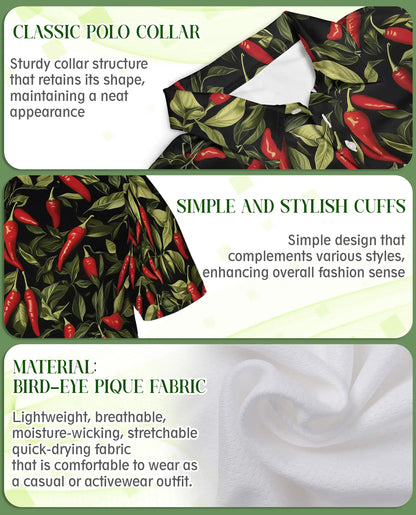 Chili Pepper Polo Shirt, Spicy Tropical Style | Azhawaiian