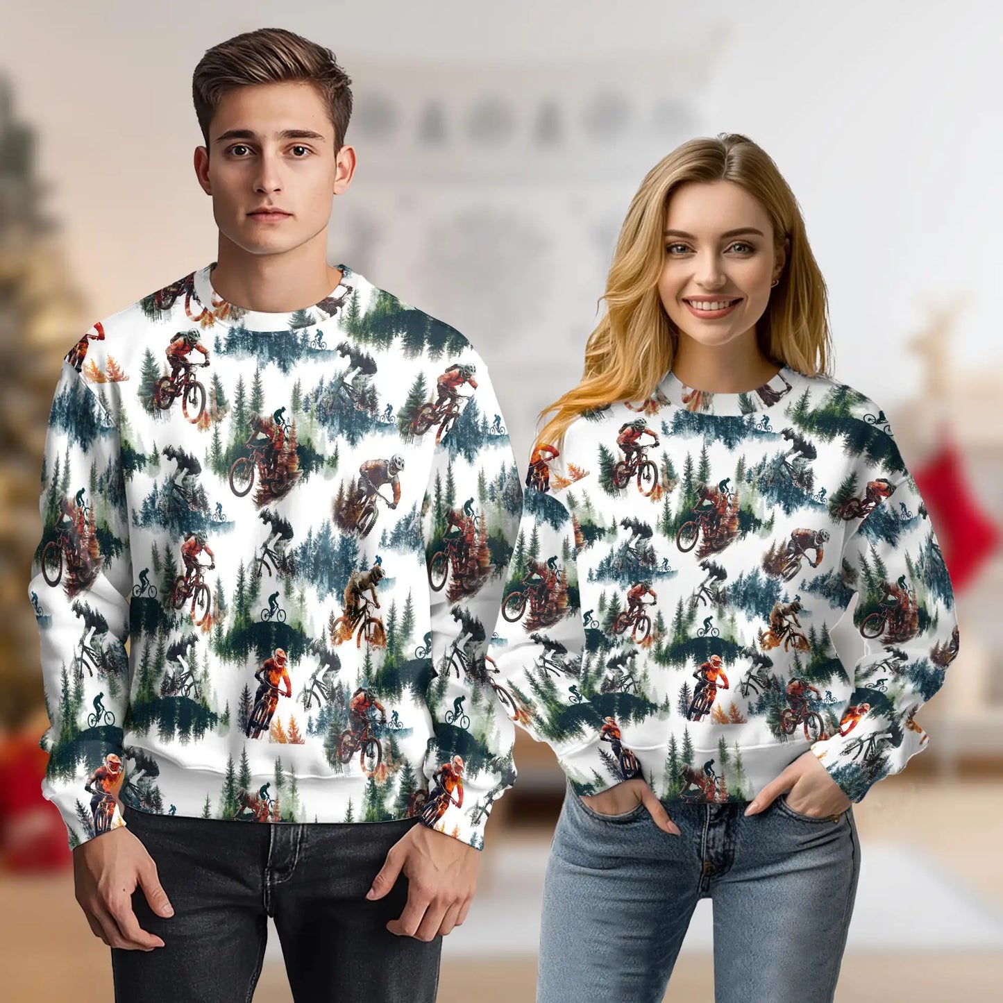Mountain Biking Sweatshirt – Colorful Graphic 3D All Over Print Design