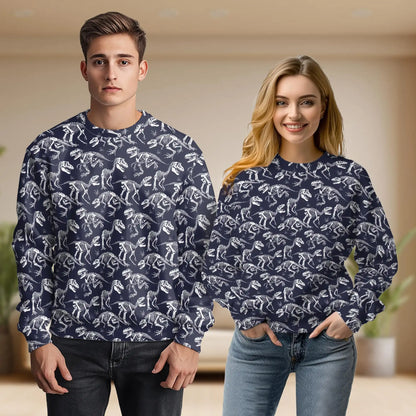 Dinosaur Skeleton Sweatshirt – Colorful Graphic 3D All Over Print Design