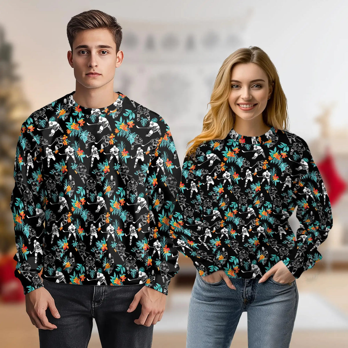 Hockey Player Sweatshirt – Tropical 3D All Over Print Design