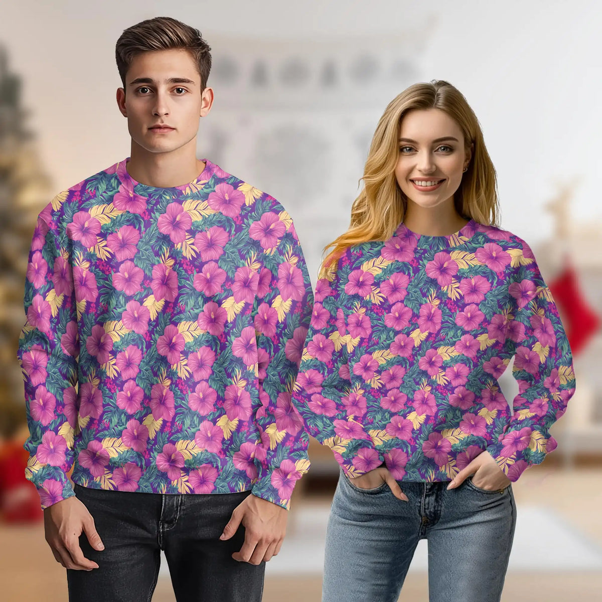 Tropical Hibiscus Purple Sweatshirt – Tropical 3D All Over Print Design