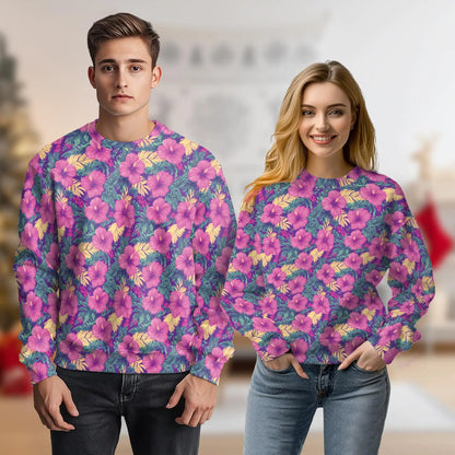 Tropical Hibiscus Purple Sweatshirt – Tropical 3D All Over Print Design