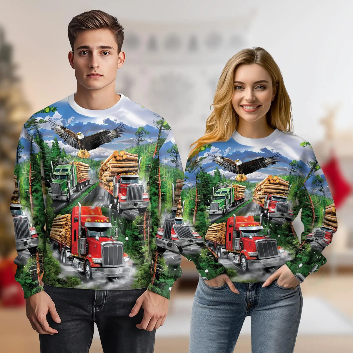 Truck Eagle Sweatshirt – Colorful Graphic 3D All Over Print Design