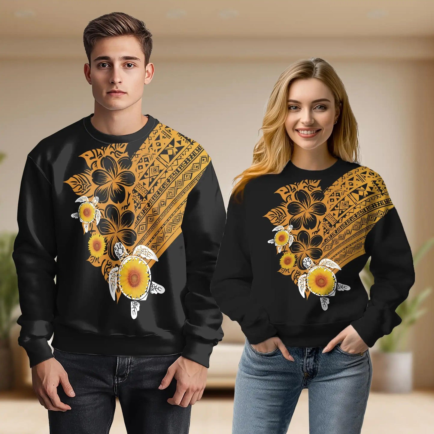 Polynesian Sea Turtle Sweatshirt – Colorful Graphic 3D All Over Print Design