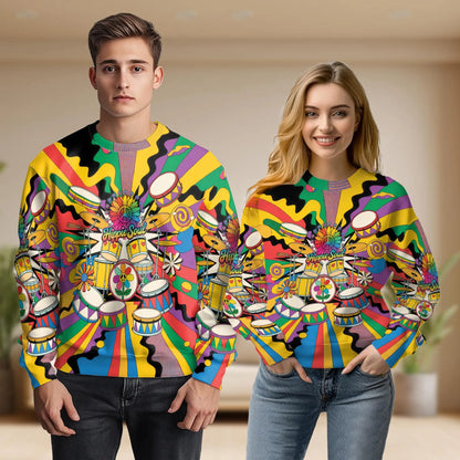 Peace Love Drums Sweatshirt – Colorful Graphic 3D All Over Print Design