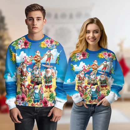 Tropical Santa Christmas Sweatshirt – Tropical Christmas 3D All Over Print Design