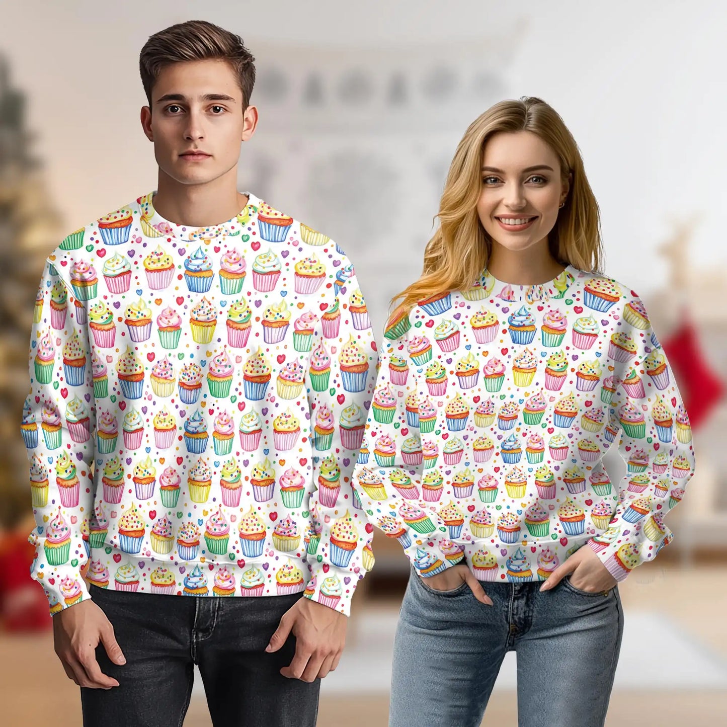 Cupcake Pattern Sweatshirt – Colorful Graphic 3D All Over Print Design
