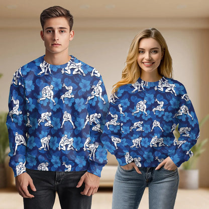 Wrestling Navy Blue Sweatshirt – Colorful Graphic 3D All Over Print Design
