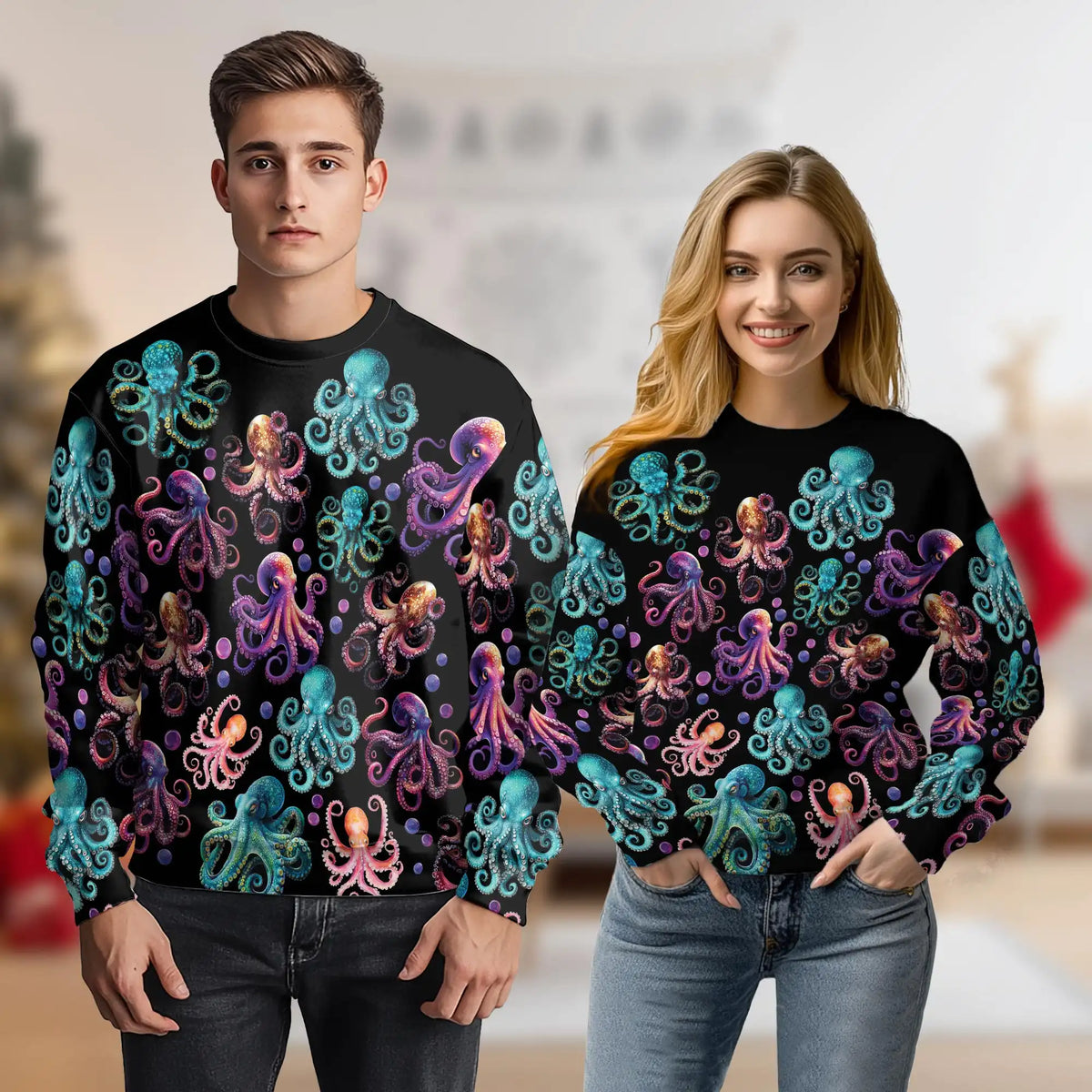 Octopus Party Sweatshirt – Colorful Graphic 3D All Over Print Design