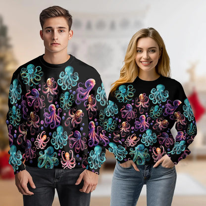Octopus Party Sweatshirt – Colorful Graphic 3D All Over Print Design