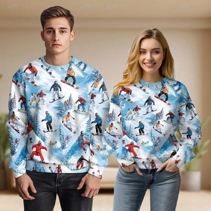 Snowboarding Skiing Sweatshirt – Colorful Graphic 3D All Over Print Design