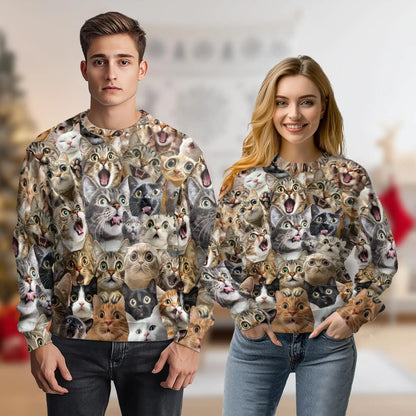 Funny Cat Pattern Sweatshirt – Colorful Graphic 3D All Over Print Design