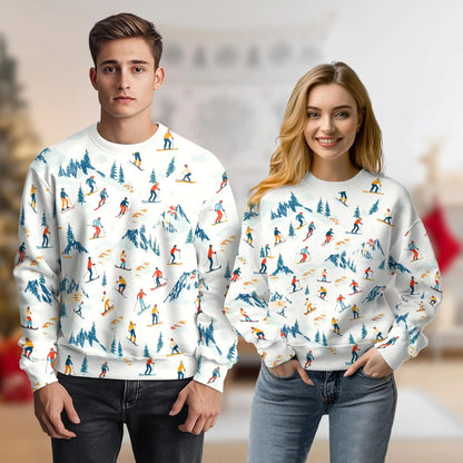 Skiers Slope Print Sweatshirt – Colorful Graphic 3D All Over Print Design