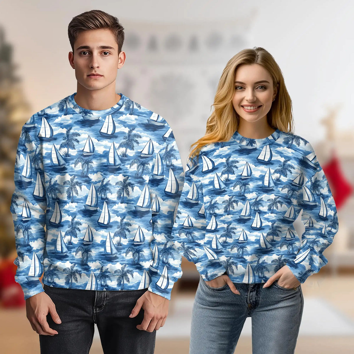 Sailboat Sweatshirt – Colorful Graphic 3D All Over Print Design