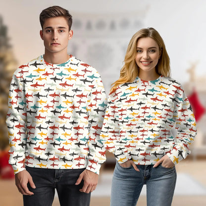 Colorful Shark Sweatshirt – Tropical 3D All Over Print Design